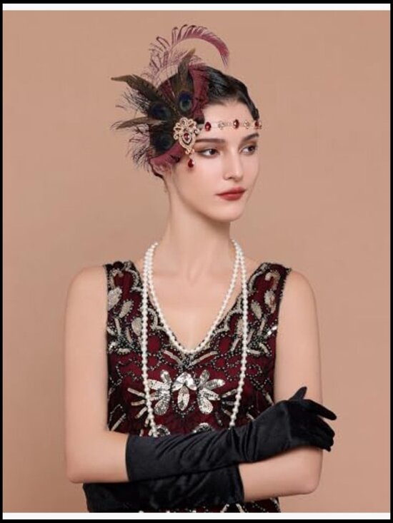 Flapper Peacock Feather Headpiece - Great Gatsby 1920s Costume Accessory main image 4